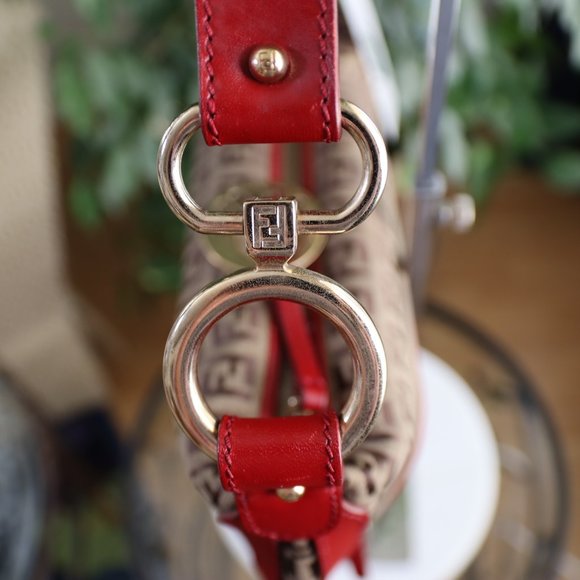 Fendi Zucco With Red Leather Trim - Picture 9 of 14